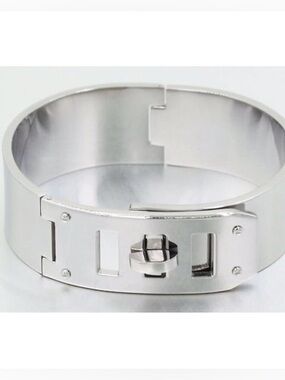 Silver Metal Cuff Bracelet - Polished Steel Finish